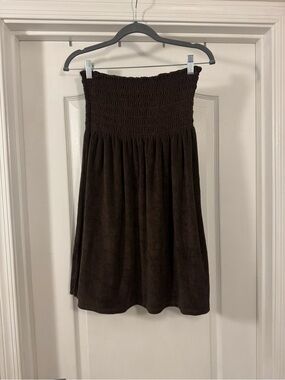 Raviya Chocolate Brown Smocked Mini Terrycloth Dress